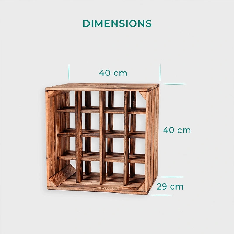 Grande étagère à vin vintage - env. 40x40x29 cm, bois brûlé - Image 5