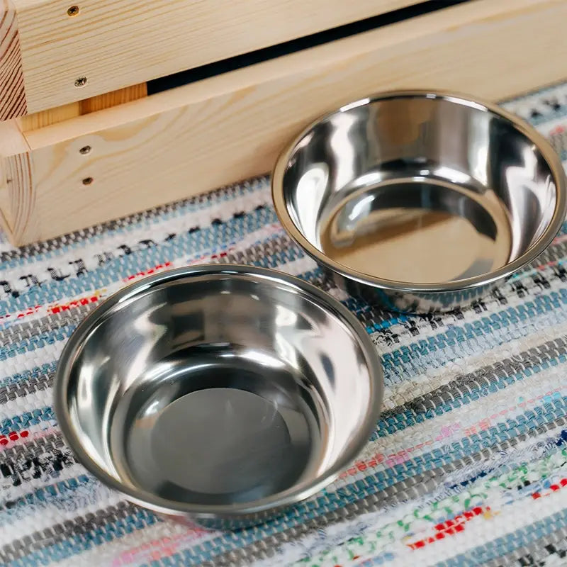 Set de 2 gamelles en acier inoxydable pour chiens et chats - Argenté - Image 4