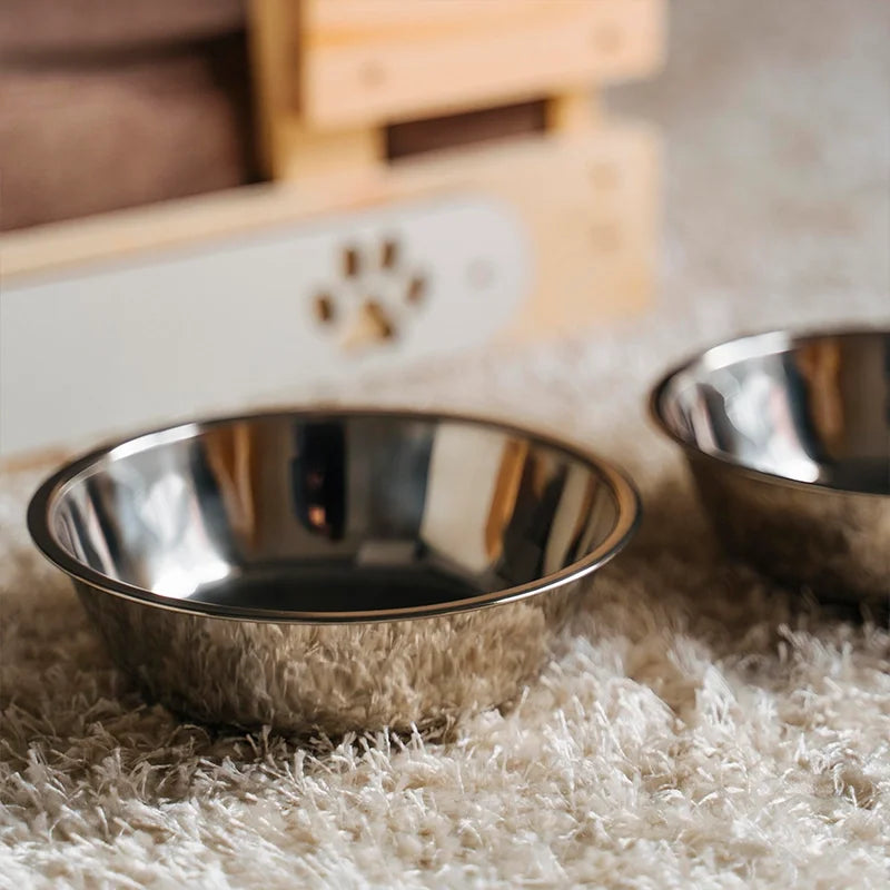 Set de 2 gamelles en acier inoxydable pour chiens et chats - Argenté - Image 5