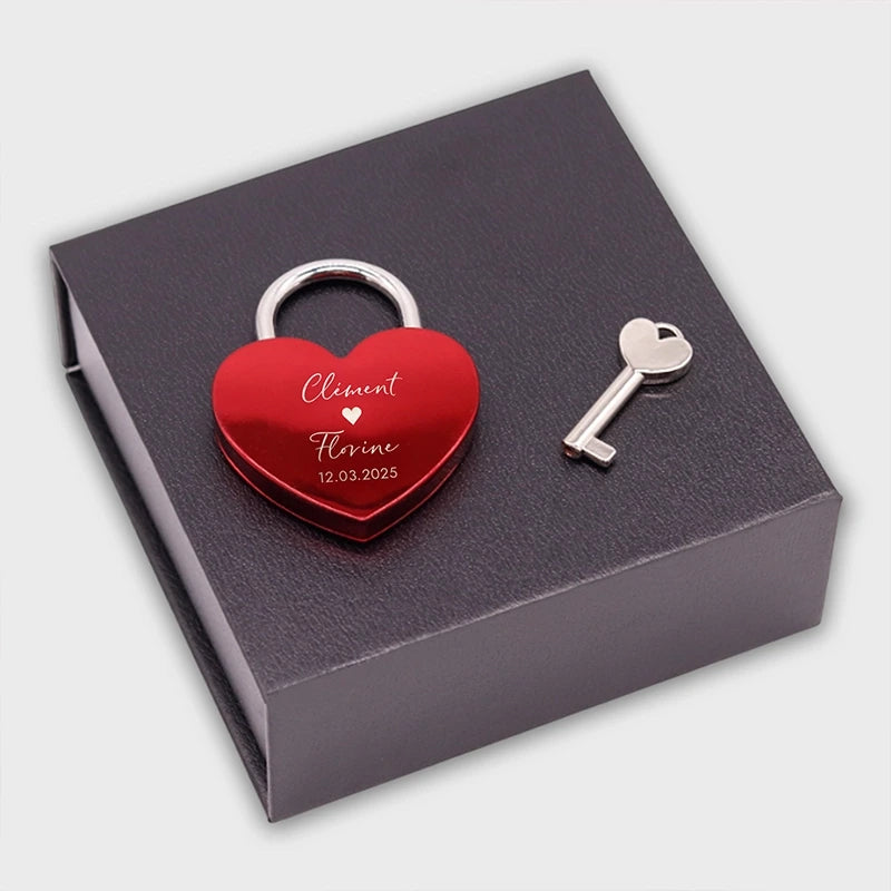 Boîte-cadeau pour cadenas d'amour et clé - 10 x 10 x 3.8 cm - Noir - Image 1