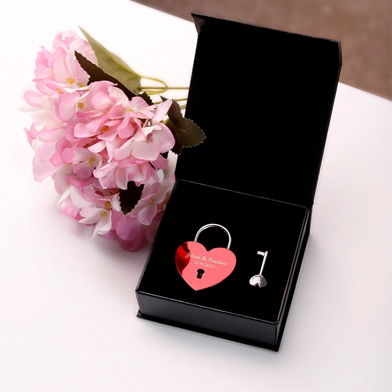 Boîte-cadeau pour cadenas d'amour et clé - 10 x 10 x 3.8 cm - Noir - Image 2