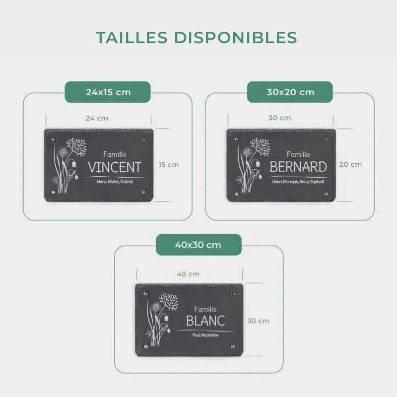 Plaque de porte personnalisée – Impression avec nom de famille – 3 tailles - Plaque de maison fleurs - Image 3