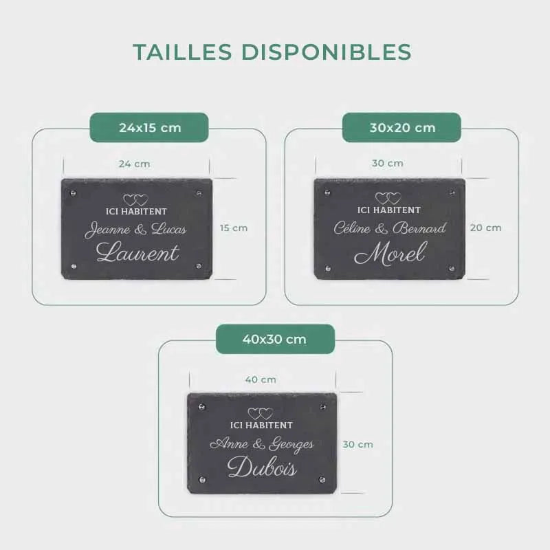 Plaque de porte personnalisée – Impression avec nom de famille – 3 tailles - Plaque de maison cœurs - Image 3