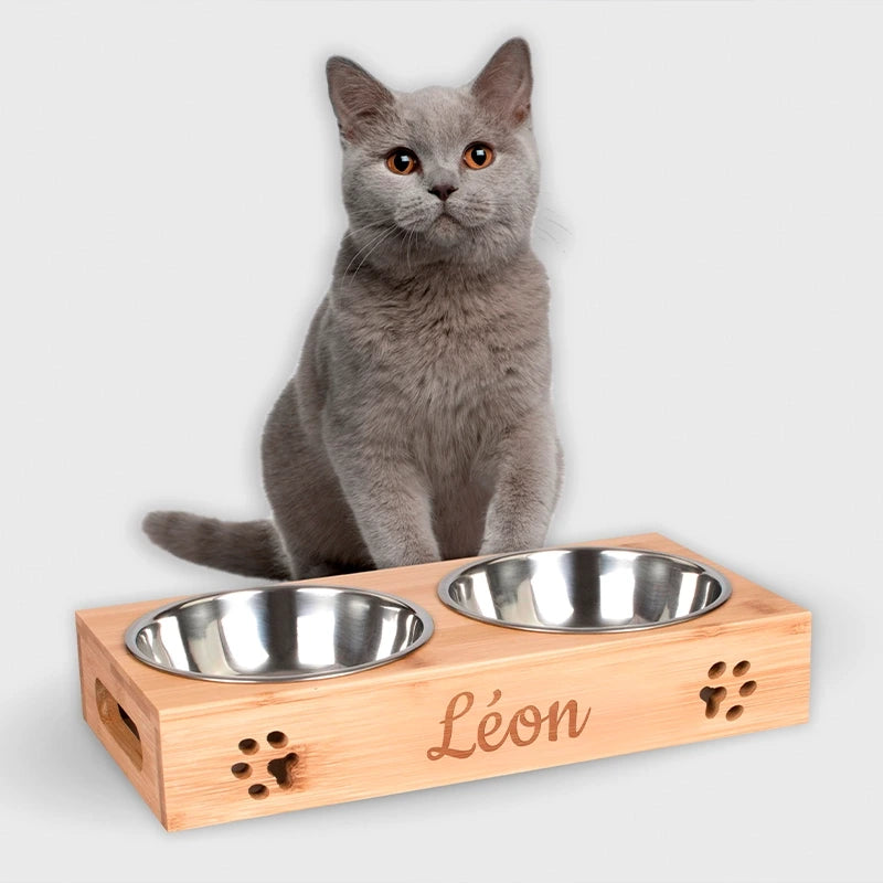 Gamelle pour chat personnalisée avec nom – Station de nourriture pour chat - Image 1