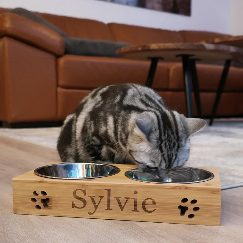 Gamelle pour chat personnalisée avec nom – Station de nourriture pour chat - Image 2