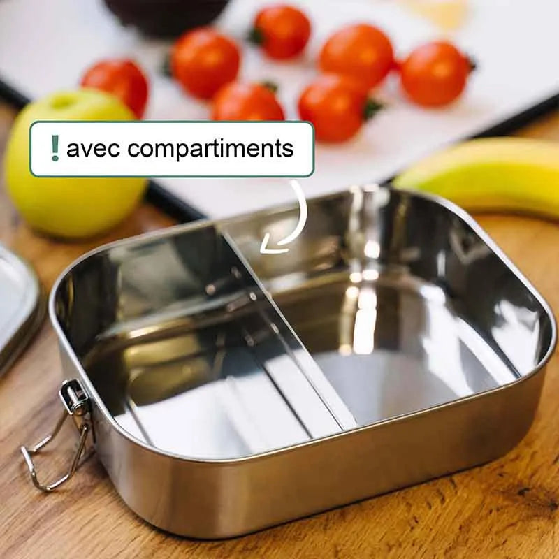 Boîte à repas personnalisée avec prénom et texte – 800-1400 ml, inox avec compartiments et étanche - Image 3