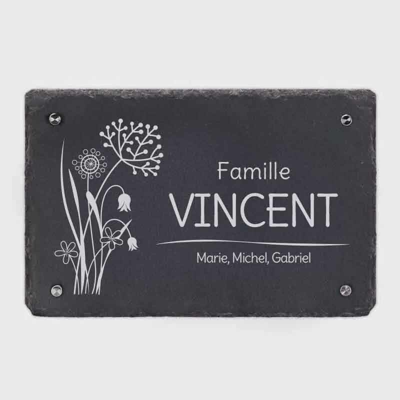 Plaque de porte personnalisée – Impression avec nom de famille – 3 tailles - Plaque de maison fleurs - Image 7