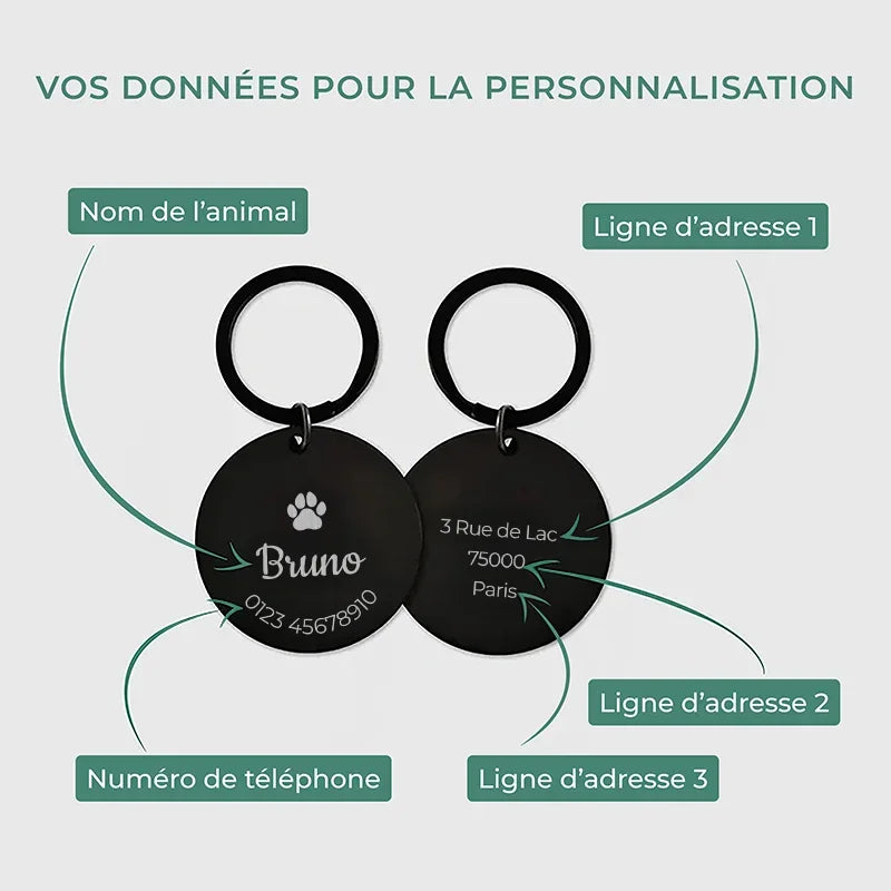 Médaille pour chien personnalisée avec gravure – Plaque d'identification noire - Image 7