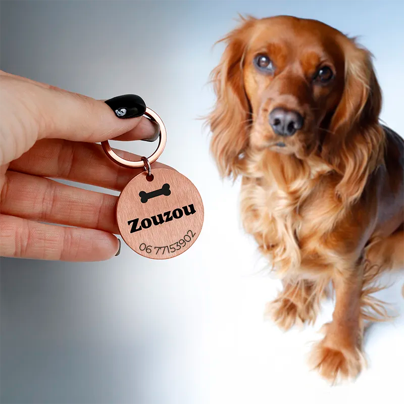 Médaille pour chien personnalisée avec gravure – Plaque d'identification rose - Image 2