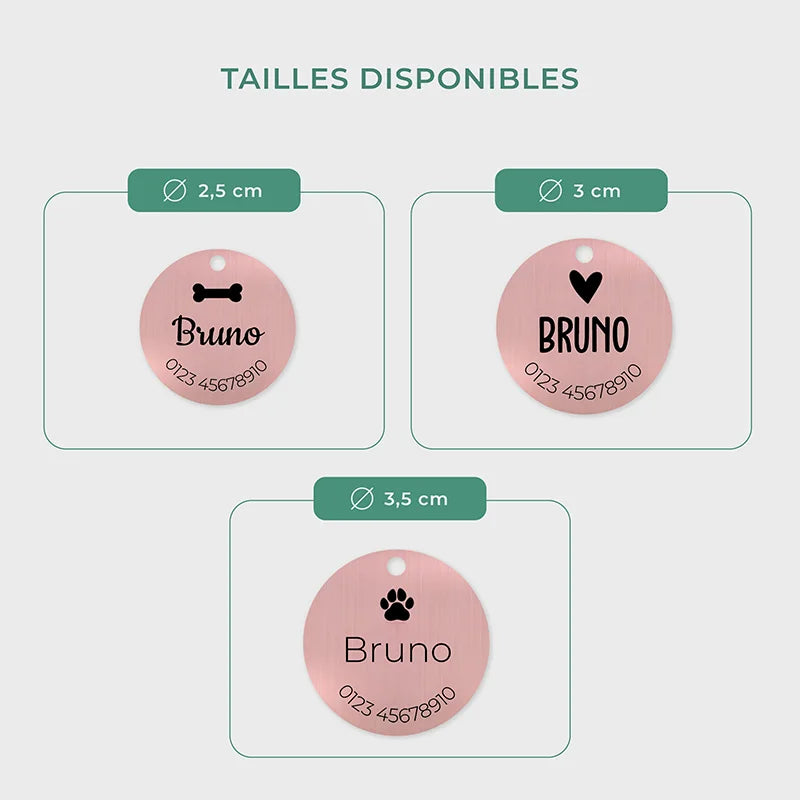 Médaille pour chien personnalisée avec gravure – Plaque d'identification rose - Image 3