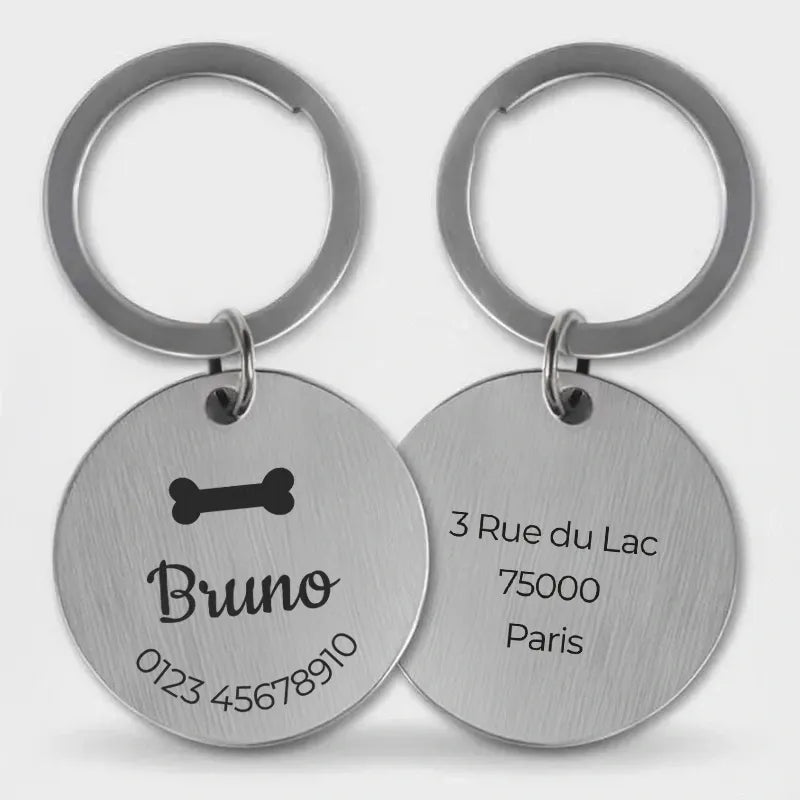Médaille pour chien personnalisée avec gravure – Plaque d'identification argentée - Image 1
