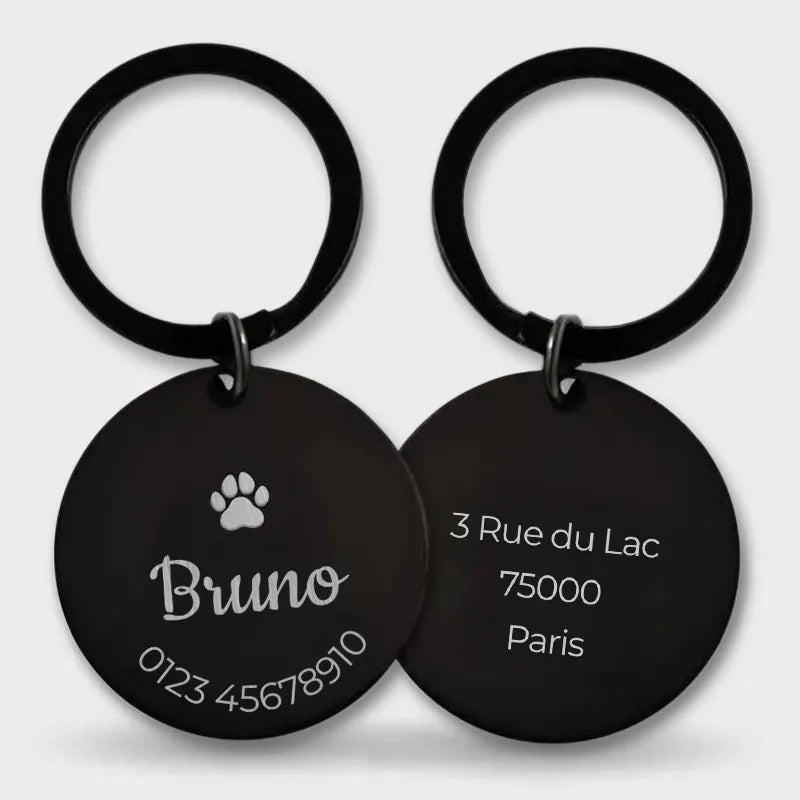 Médaille pour chien personnalisée avec gravure – Plaque d'identification noire - Image 1