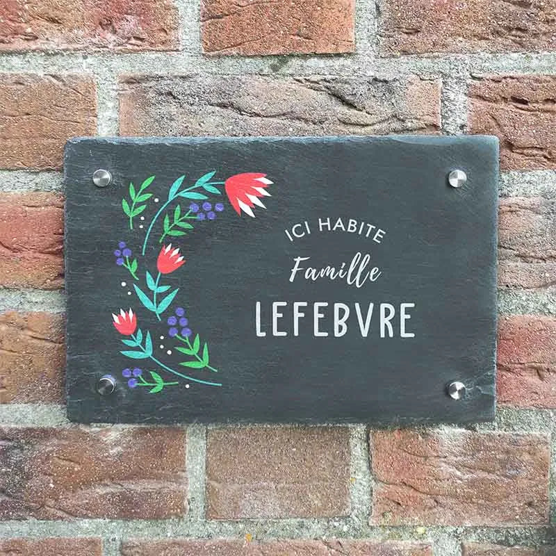 Plaque de porte personnalisée – Impression avec nom de famille – 3 tailles - Plaque de maison avec tulipes - Image 4