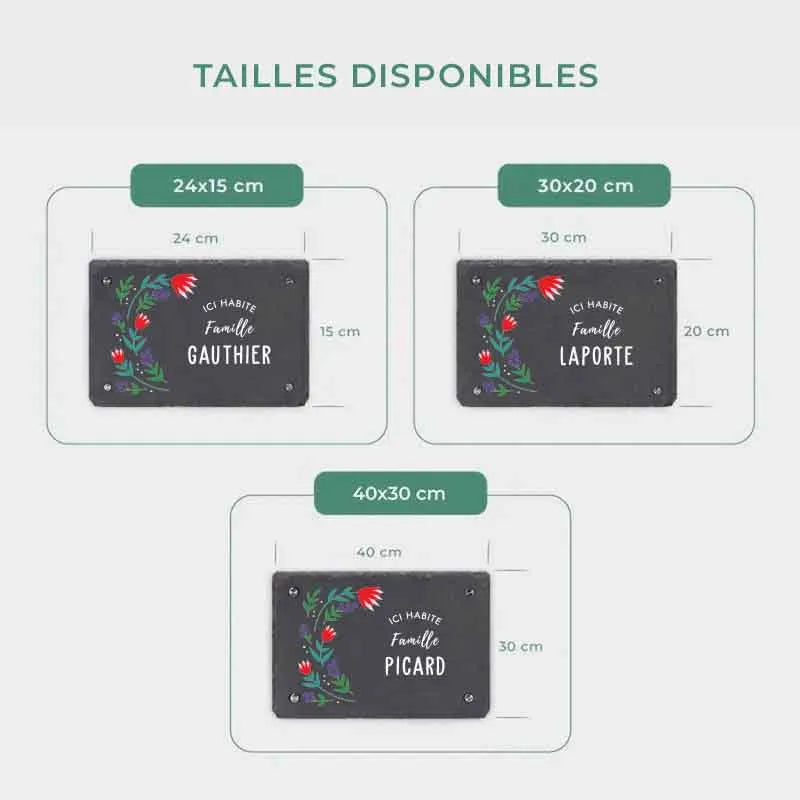 Plaque de porte personnalisée – Impression avec nom de famille – 3 tailles - Plaque de maison avec tulipes - Image 3