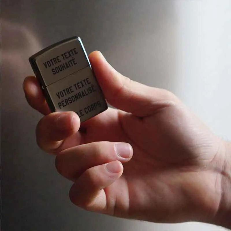 Briquet Zippo à essence personnalisé pour lui – Texte souhaité, aspect usé - Image 7