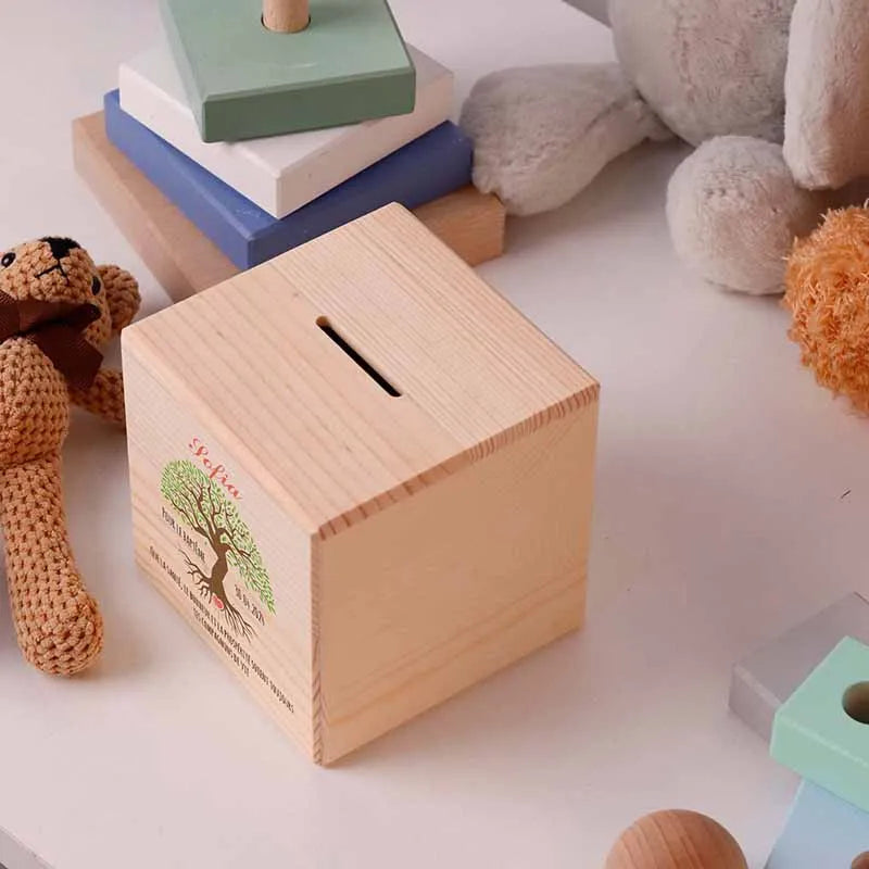 Tirelire enfant personnalisée avec prénom - Arbre de Vie avec Coeur - Image 9