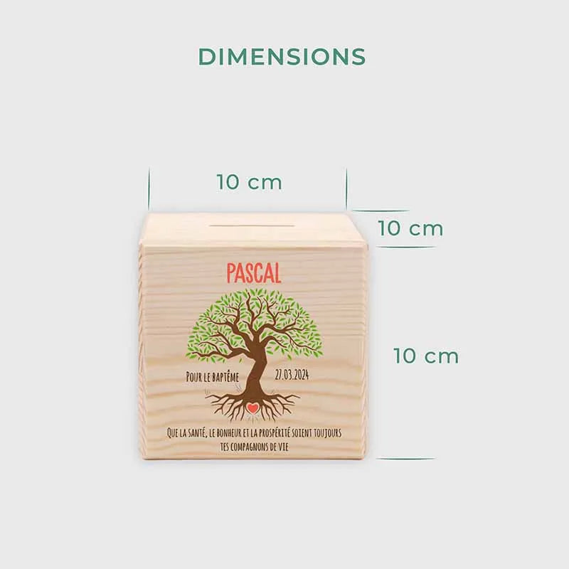Tirelire enfant personnalisée avec prénom - Arbre de Vie avec Coeur - Image 5