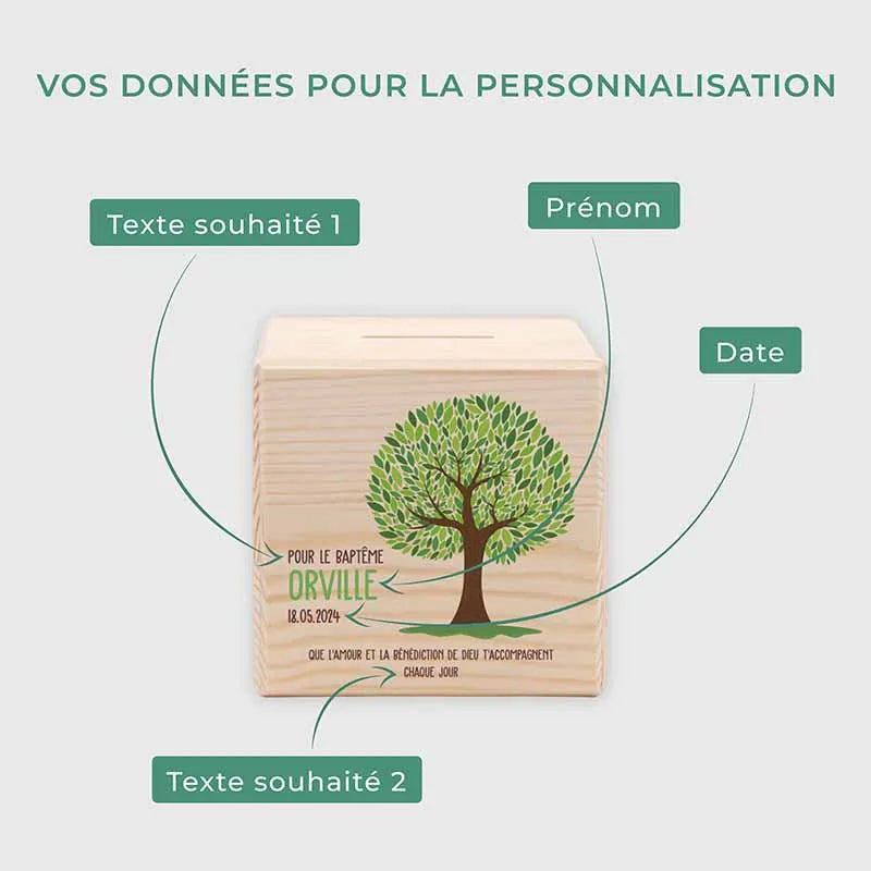 Tirelire enfant personnalisée avec prénom - Arbre de Vie - Image 3