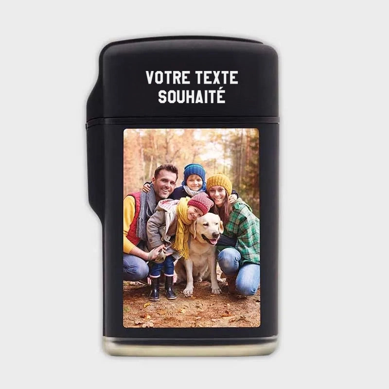 Briquet personnalisé avec photo pour homme – Motif photo couleur, noir - Image 1