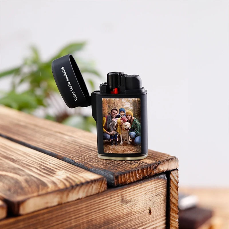 Briquet personnalisé avec photo pour homme – Motif photo couleur, noir - Image 4