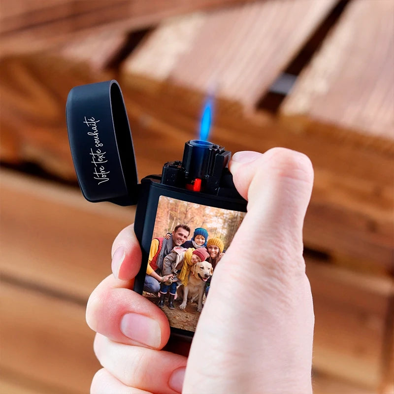 Briquet personnalisé avec photo pour homme – Motif photo couleur, noir - Image 8