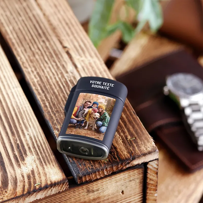 Briquet personnalisé avec photo pour homme – Motif photo couleur, noir - Image 9