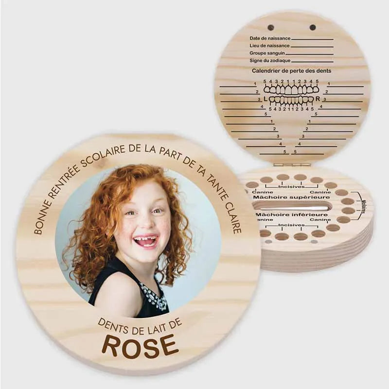 Boîte à dents en bois personnalisée avec photo - Boîte à dents pour enfants - Image 1