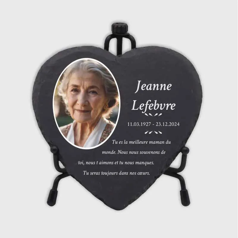 Plaque funéraire personnalisée en forme de cœur avec photo - Souvenir - Image 10