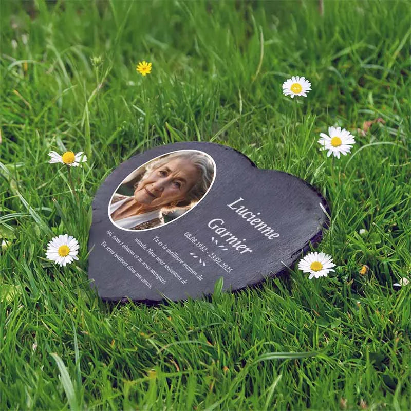 Plaque funéraire personnalisée en forme de cœur avec photo - Souvenir - Image 9