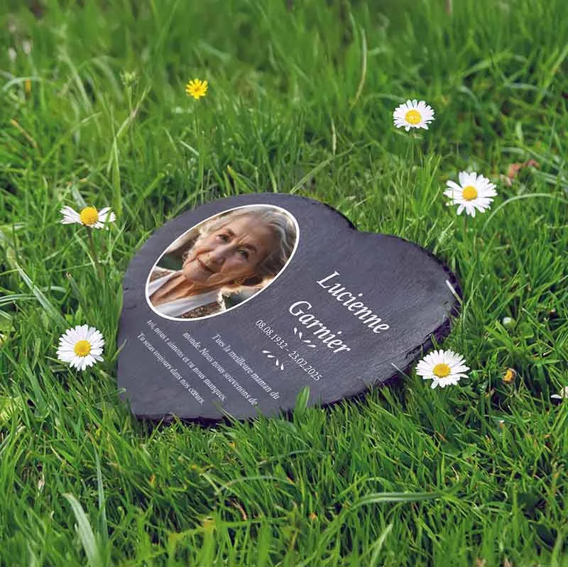 Plaque funéraire personnalisée en forme de cœur avec photo - Souvenir, 3 tailles - Image 9