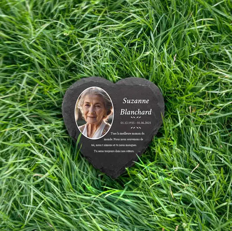 Plaque funéraire personnalisée en forme de cœur avec photo - Souvenir, 3 tailles - Image 6