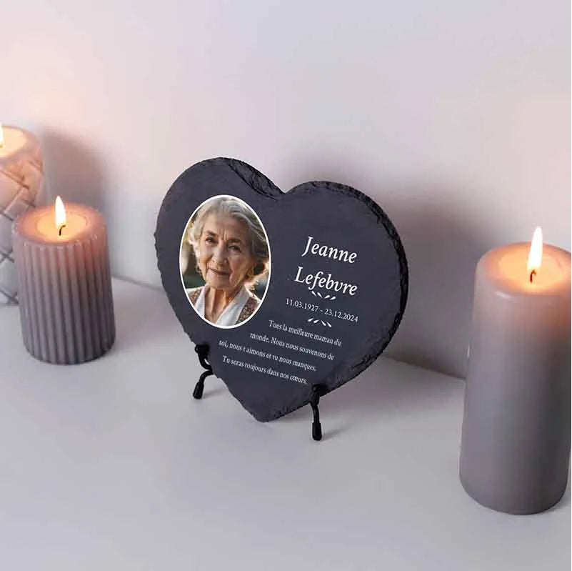 Plaque funéraire personnalisée en forme de cœur avec photo - Souvenir, 3 tailles - Image 7