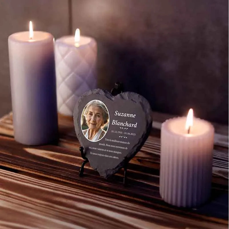 Plaque funéraire personnalisée en forme de cœur avec photo - Souvenir, 3 tailles - Image 8
