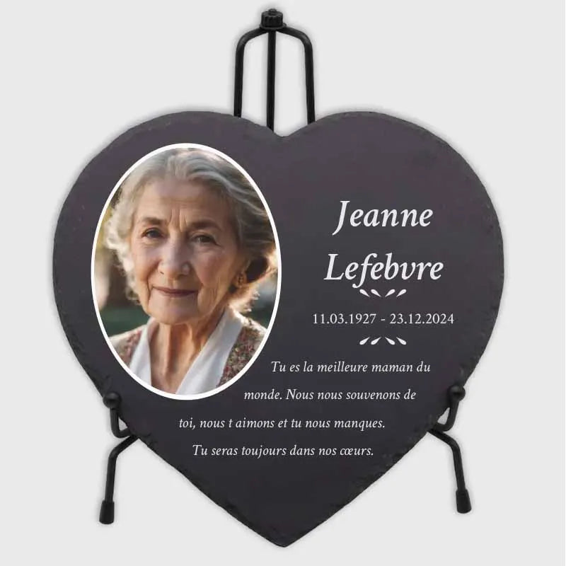 Plaque funéraire personnalisée en forme de cœur avec photo - Souvenir - Image 12