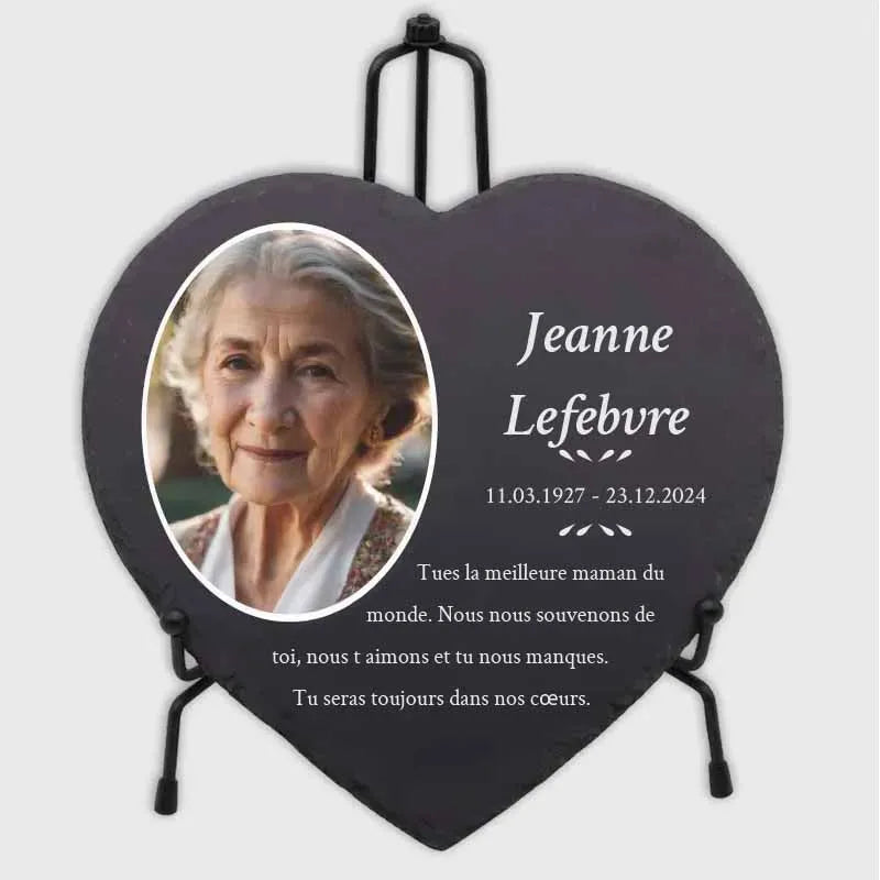 Plaque funéraire personnalisée en forme de cœur avec photo - Souvenir, 3 tailles - Image 11