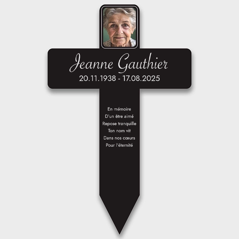 Croix funéraire personnalisée, acrylique – Ornement de tombe avec photo – Souvenir, 2 tailles - Image 9