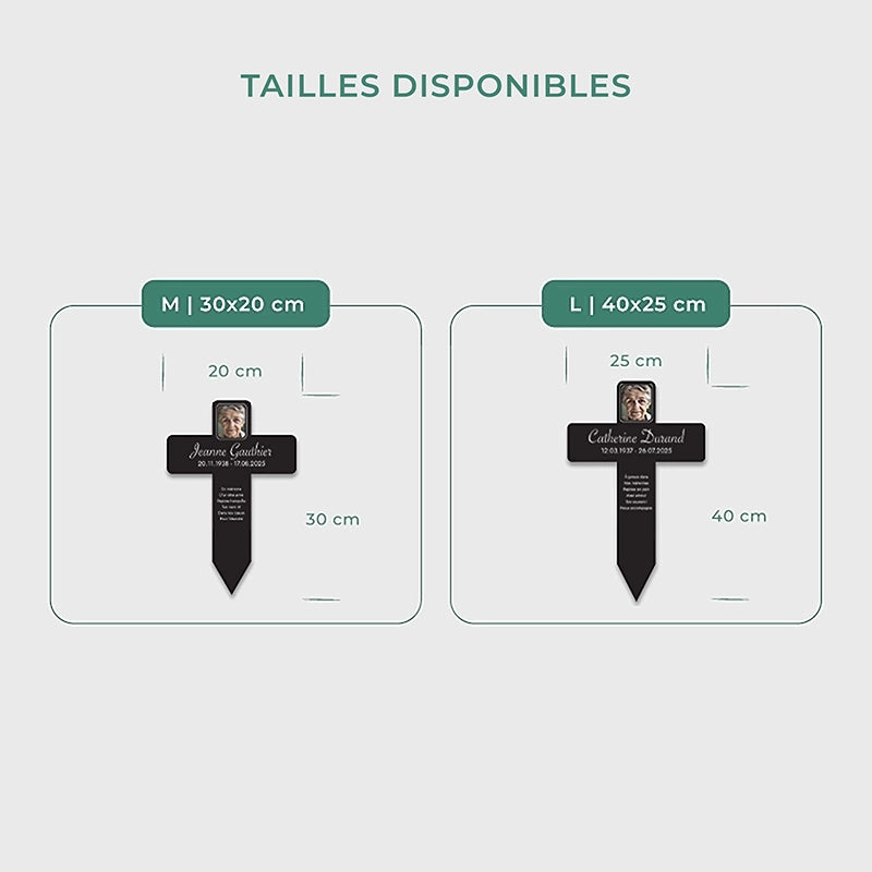 Croix funéraire personnalisée, acrylique – Ornement de tombe avec photo – Souvenir, 2 tailles - Image 3