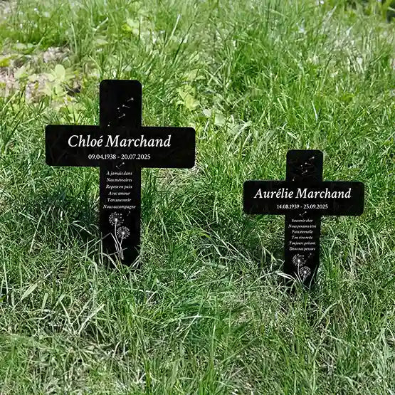 Croix funéraire personnalisée, acrylique – Ornement de tombe avec nom – Pissenlit, 2 tailles - Image 4