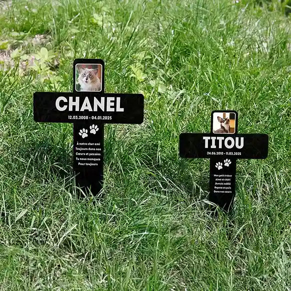 Croix funéraire en acrylique personnalisée avec photo pour chien, chat – Souvenir, 2 tailles - Image 4