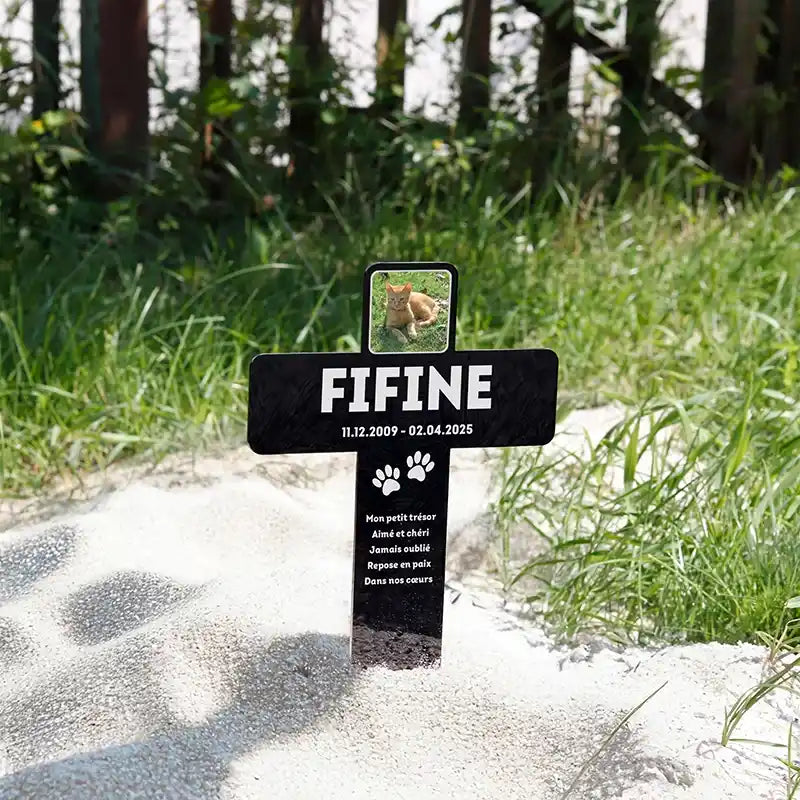 Croix funéraire en acrylique personnalisée avec photo pour chien, chat – Souvenir, 2 tailles - Image 7