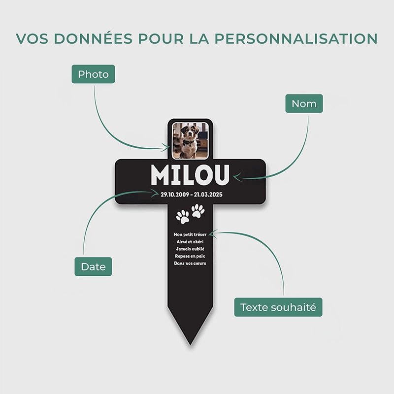 Croix funéraire en acrylique personnalisée avec photo pour chien, chat – Souvenir, 2 tailles - Image 5
