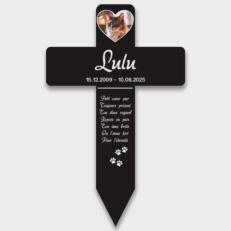 Croix funéraire en acrylique personnalisée avec photo pour chien, chat – Cœurs, 2 tailles - Image 10