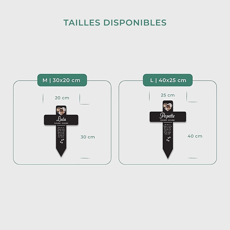 Croix funéraire en acrylique personnalisée avec photo pour chien, chat – Cœurs, 2 tailles - Image 3