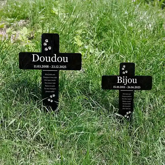 Croix funéraire en acrylique personnalisée avec nom pour chien, chat – Pattes, 2 tailles - Image 4