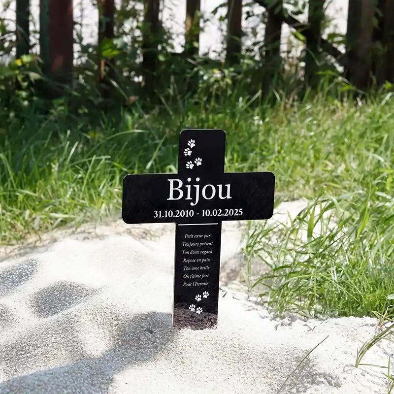 Croix funéraire en acrylique personnalisée avec nom pour chien, chat – Pattes, 2 tailles - Image 7