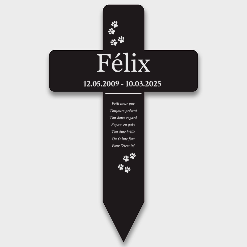 Croix funéraire en acrylique personnalisée avec nom pour chien, chat – Pattes, 2 tailles - Image 10