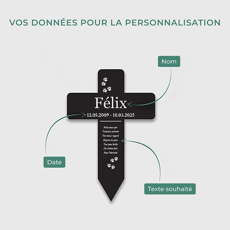 Croix funéraire en acrylique personnalisée avec nom pour chien, chat – Pattes, 2 tailles - Image 5