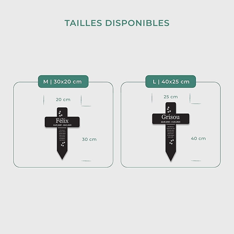 Croix funéraire en acrylique personnalisée avec nom pour chien, chat – Pattes, 2 tailles - Image 3