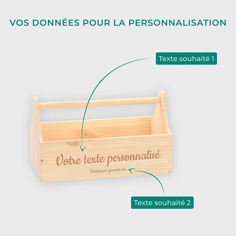 Panier-cadeau personnalisé avec texte au choix – Coffret cadeau & boîte cadeau | Boîte à outils avec gravure souhaitée - Image 3