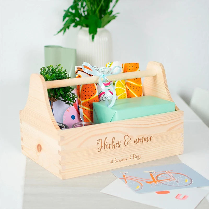 Panier-cadeau personnalisé avec texte au choix – Coffret cadeau & boîte cadeau | Boîte à outils avec gravure souhaitée - Image 6